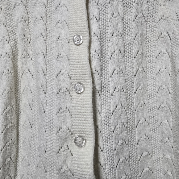 Vintage 50s Dotty Mann Cream Cable Knit Cardigan Cottagecore - Picture 5 of 8